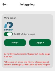inloggningsruta med BankID